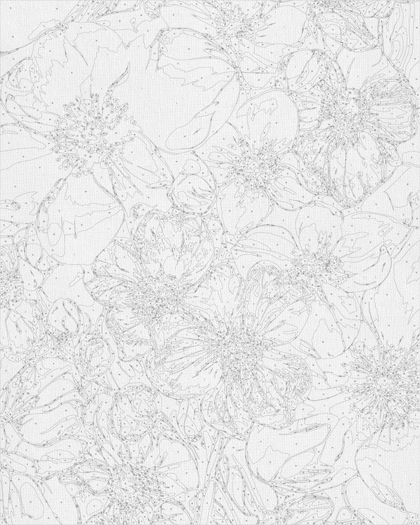 Maľovanie podľa čísel Bielomodré kvety s metalickými farbami 40*50 cm LW 3293