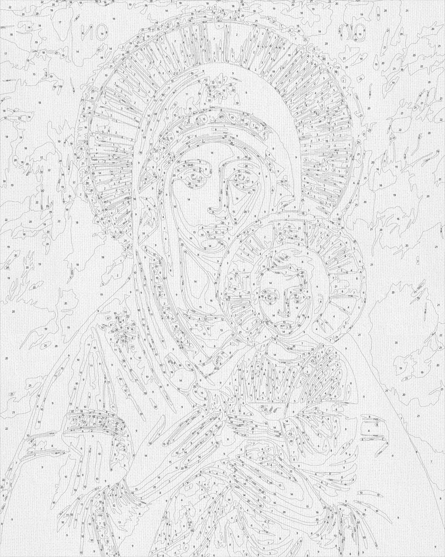 Maľovanie podľa čísel - Náboženstvo. Ikona Matky Božej s metalickými farbami 40*50 cm LW 3431