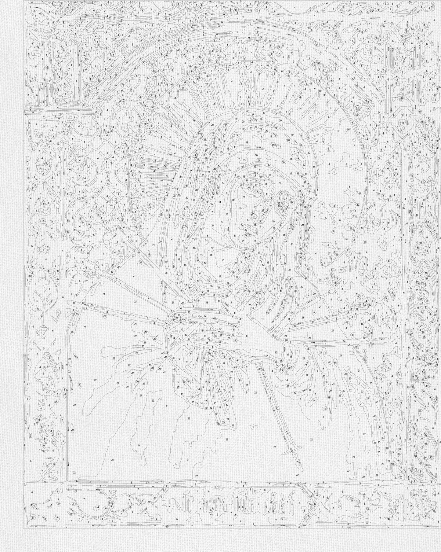 Maľovanie podľa čísel Náboženstvo. Ikona Bohorodičky „Zmäkčenie zlých sŕdc“ s metalickými farbami 40*50 cm LW 3434