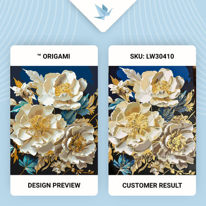 Maľovanie podľa čísel Kvety. Bielé pivónie s metalickými farbami zlato 40*50 cm LW 30410