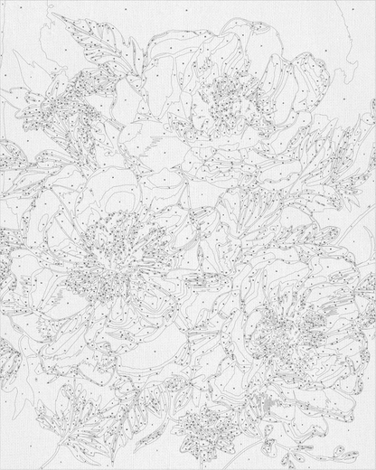 Maľovanie podľa čísel Kvety. Bielé pivónie s metalickými farbami zlato 40*50 cm LW 30410