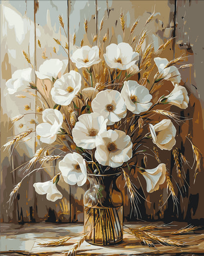 Maľovanie podľa čísel Kvety. Kytica makov s metalickými farbami 40*50 cm LW 30491