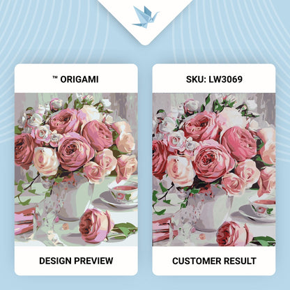 Maľovanie podľa čísel – Ružové pivónie. Kvety 40*50 cm LW 3069