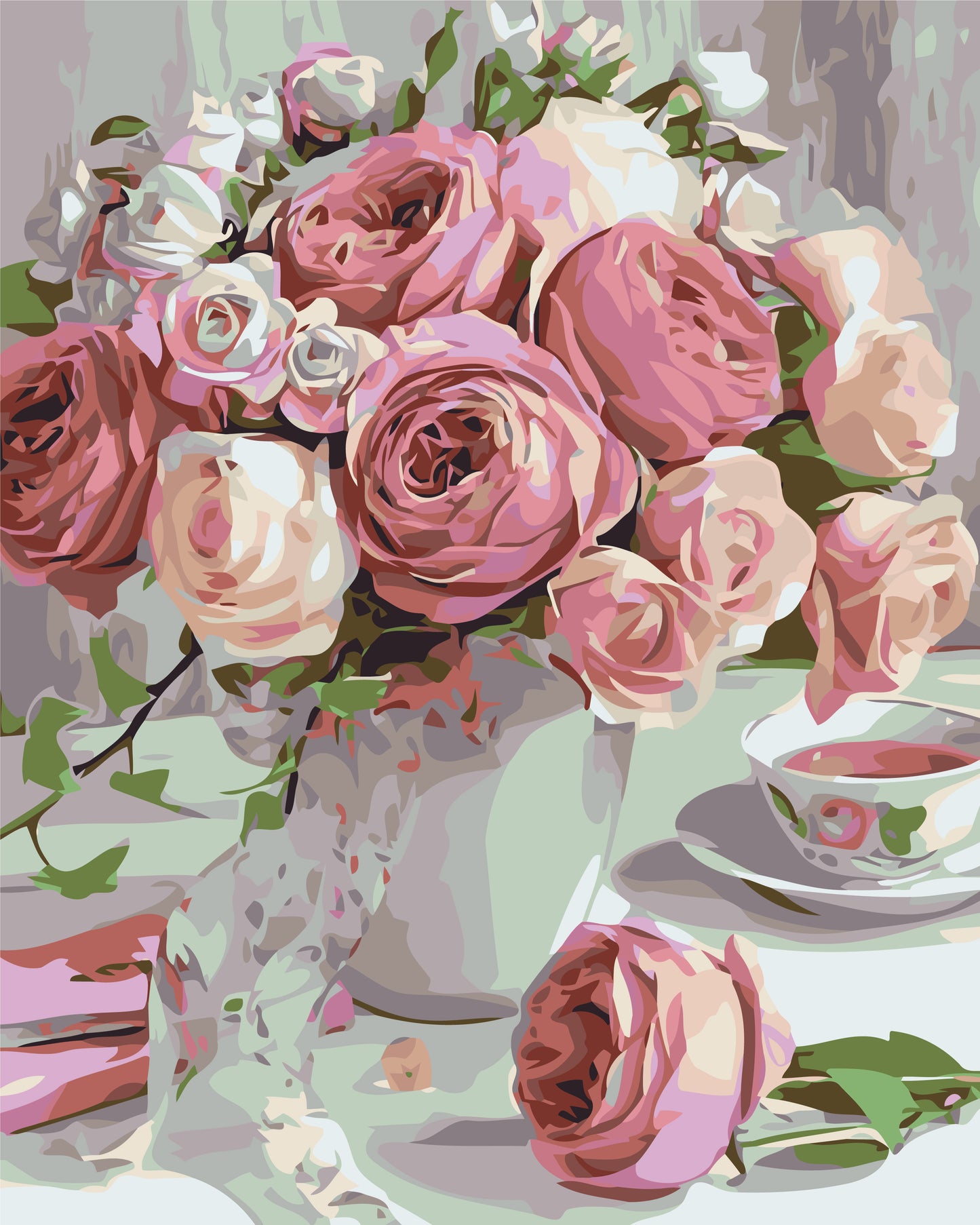 Maľovanie podľa čísel – Ružové pivónie. Kvety 40*50 cm LW 3069