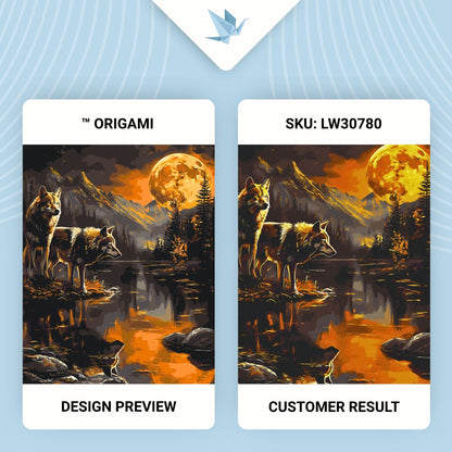 Maľovanie podľa čísel Zvieratá. Pár vlkov v noci. S metalickými farbami 40*50 cm LW 30780