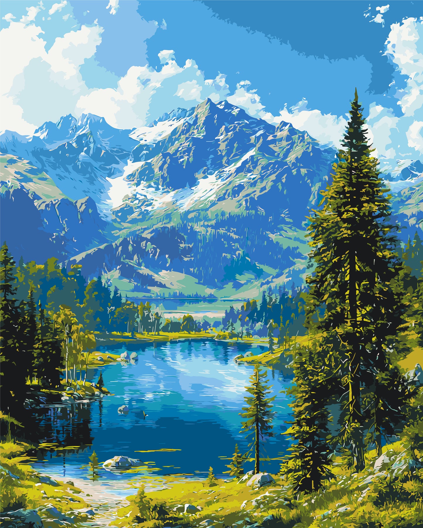 Maľovanie podľa čísel krajinka – Horský pokoj 40*50 cm LW 30990