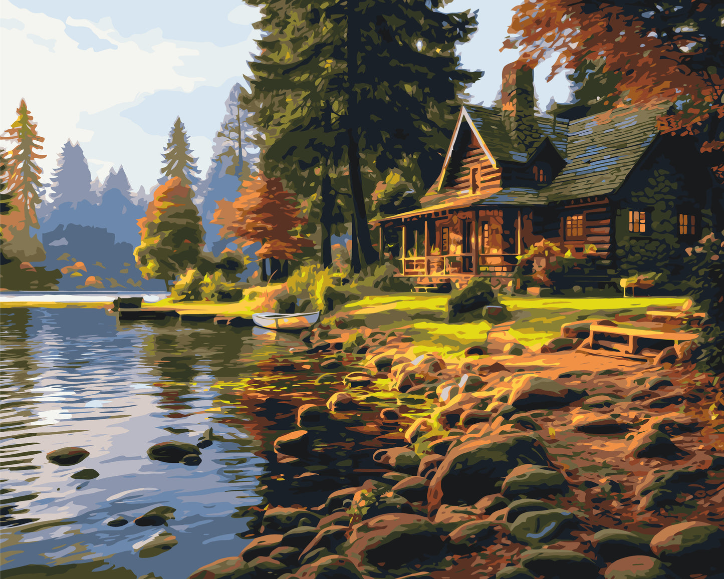 Maľovanie podľa čísel – Krajinka. Dom v lese 40*50 cm LW 31250