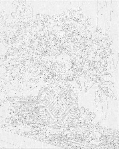 Maľovanie podľa čísel Bielé kvety vo váze s metalickými farbami zlato 40*50 cm LW 31350