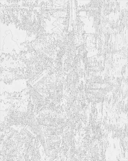 Maľovanie podľa čísel – Krajinka. Dom pri rieke 40*50 cm LW 31710