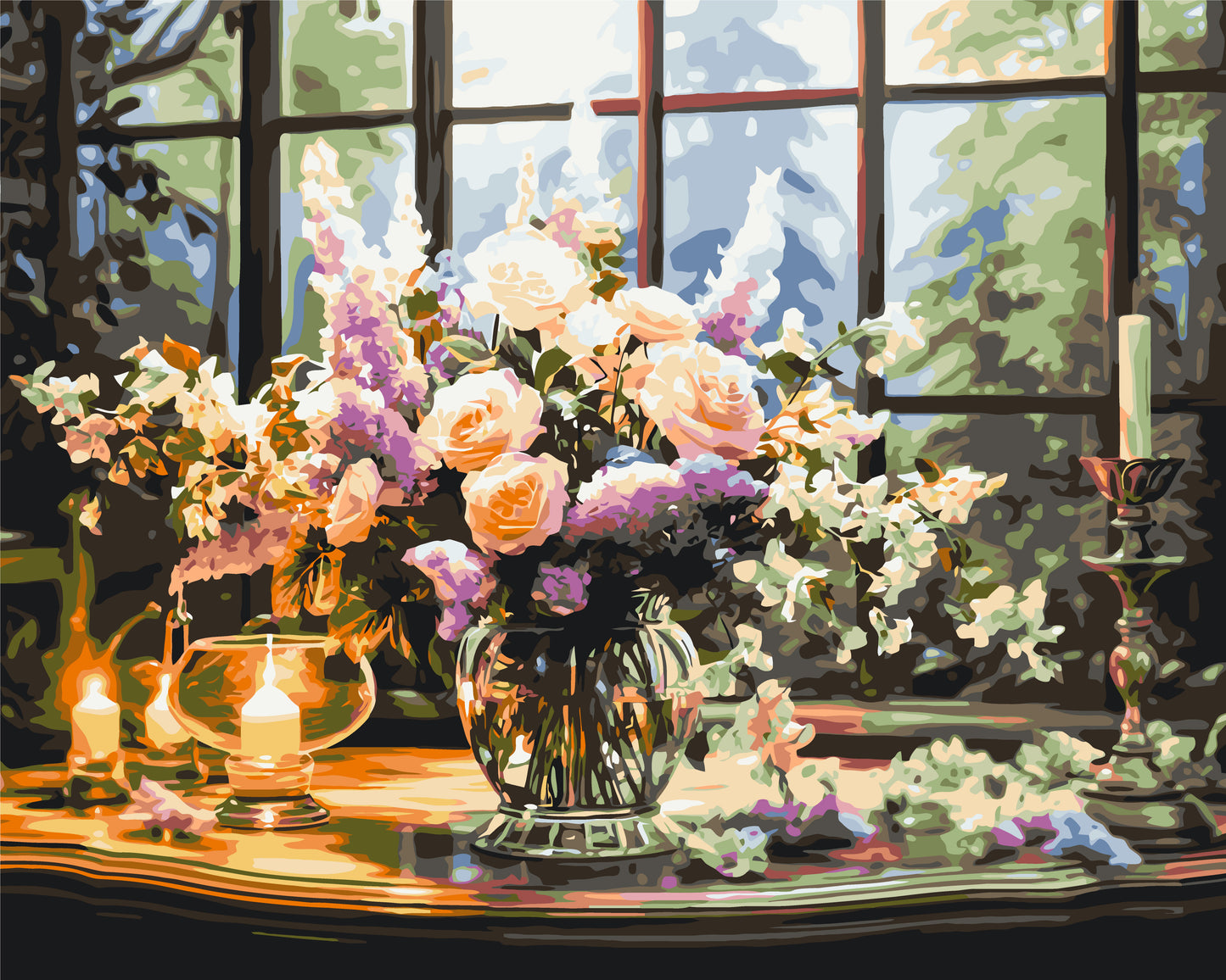 Maľovanie podľa čísel – Poľné kvety na stole 40*50 cm LW 32450