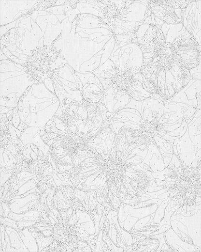 Maľovanie podľa čísel Bielomodré kvety s metalickými farbami 40*50 cm LW 3293