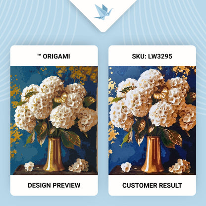 Maľovanie podľa čísel Kvety. Kytica hortenzií s metalickými farbami 40*50 cm LW 3295