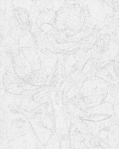 Maľovanie podľa čísel Bielé kvety s metalickými farbami 40*50 cm LW 3302