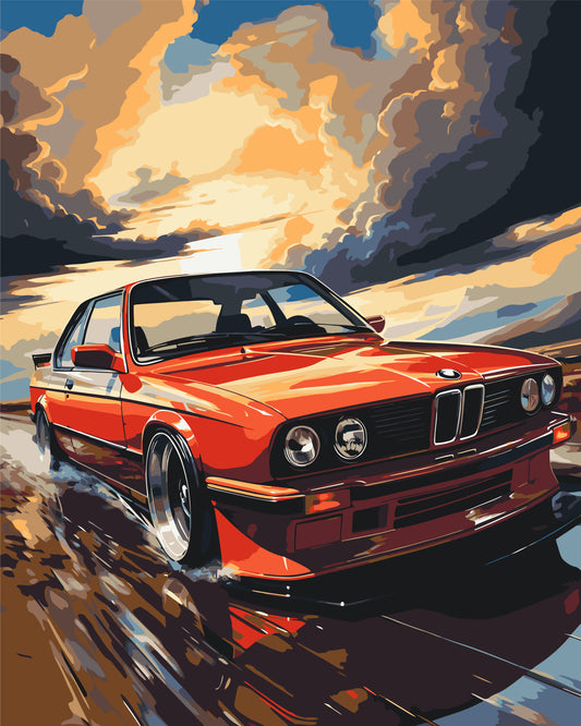 Maľovanie podľa čísel – Auto BMW E34 40*50 cm LW 3324