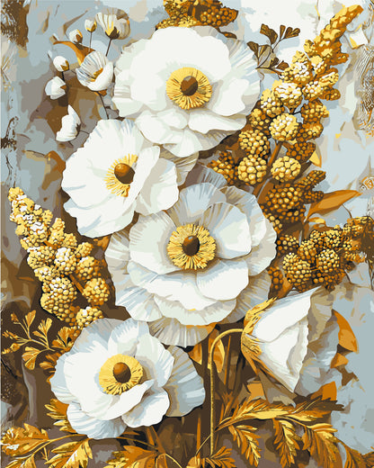 Maľovanie podľa čísel Ušľachtilé kvety. S metalickými farbami 40*50 cm LW 3336