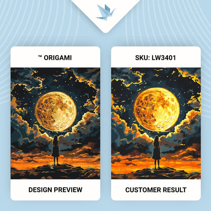 Maľovanie podľa čísel Ľudia. Dievča pod Mesiacom. Vesmír (s metalickými farbami) 40*50 cm LW 3401