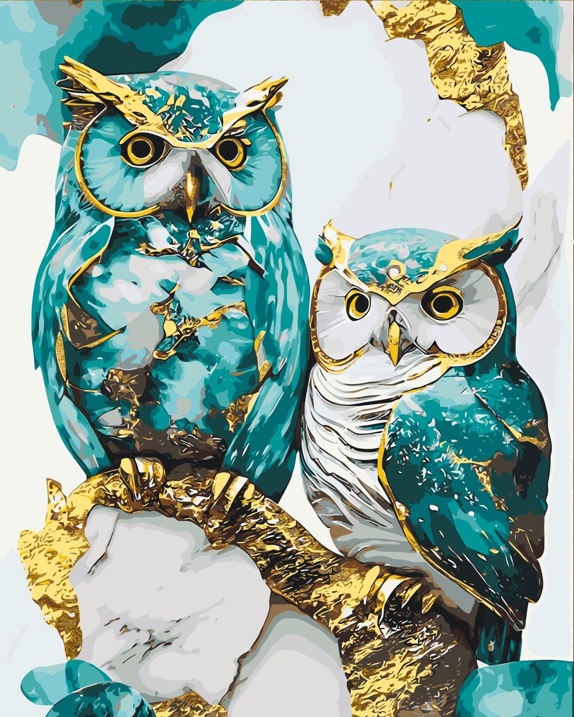 Maľovanie podľa čísel Zvieratá. Dve sovy s metalickými farbami 40*50 cm LW 3405