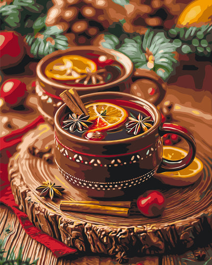 Maľovanie podľa čísel vianočný – Zátišie. Novoročný punč 40*50 cm LW 3414