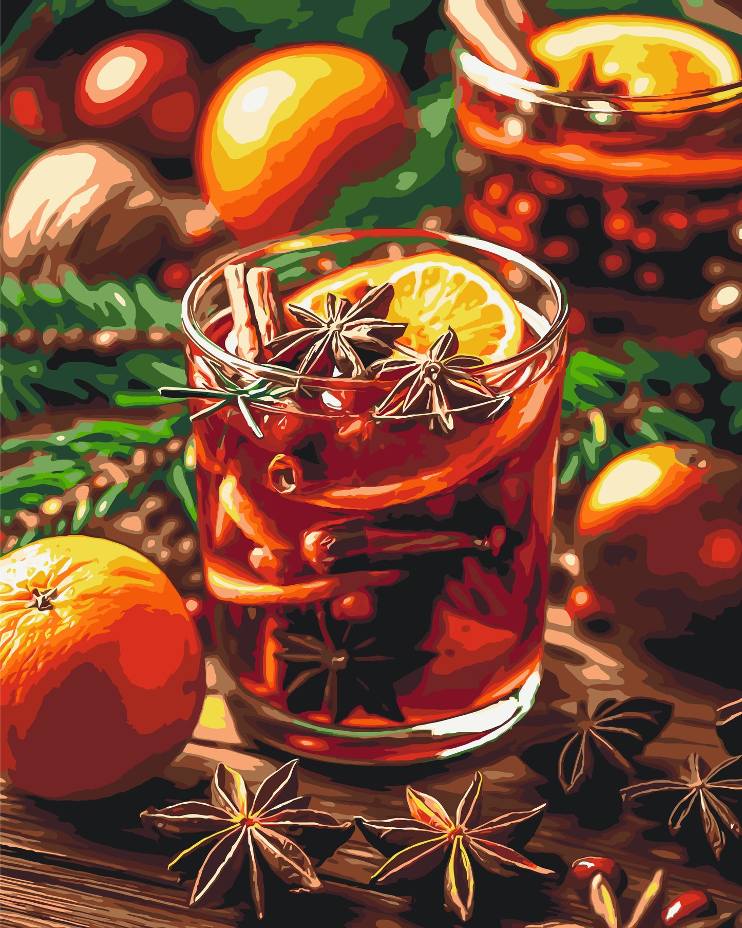 Maľovanie podľa čísel vianočný – Zátišie. Vianočný glögg 40*50 cm LW 3415