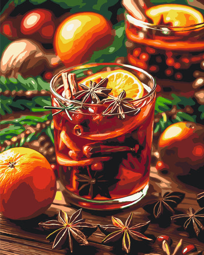 Maľovanie podľa čísel vianočný – Zátišie. Vianočný glögg 40*50 cm LW 3415