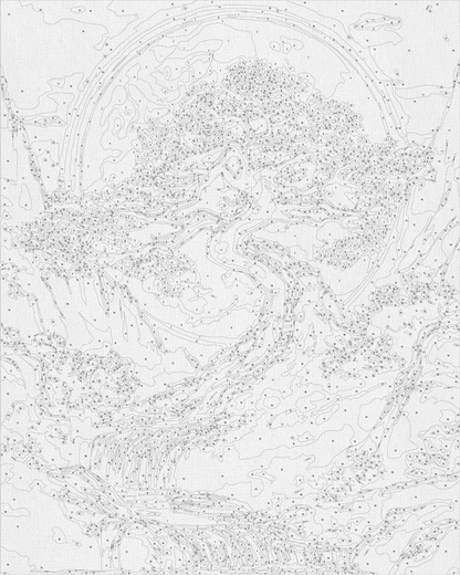 Maľovanie podľa čísel Krajina. Strom s metalickými farbami 40*50 cm LW 3428