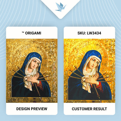Maľovanie podľa čísel Náboženstvo. Ikona Bohorodičky „Zmäkčenie zlých sŕdc“ s metalickými farbami 40*50 cm LW 3434