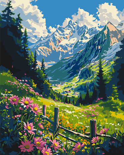 Maľovanie podľa čísel krajinka – Horská lúka 40*50 cm LW 3435