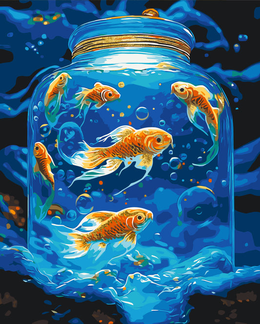 Maľovanie podľa čísel - Podmorský svet, rybky s metalickými farbami 40*50 cm LW 3460