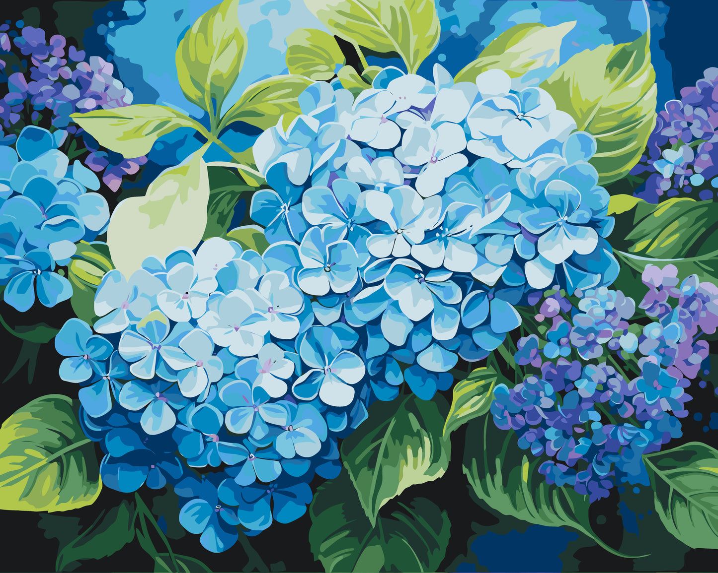 Maľovanie podľa čísel – Kvety. Modrá hortenzia 40*50 cm LW 3489