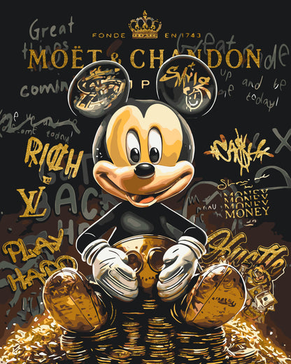 Maľovanie podľa čísel Mickey Mouse s metalickými farbami 40*50 cm LW 3493