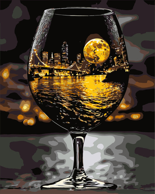 Maľovanie podľa čísel Krajina. Pohár inšpirácie s metalickými farbami 40*50 cm LW 3500