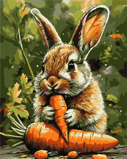 Maľovanie podľa čísel – Zvieratá. Zajko s mrkvou 40*50 cm LW 3507