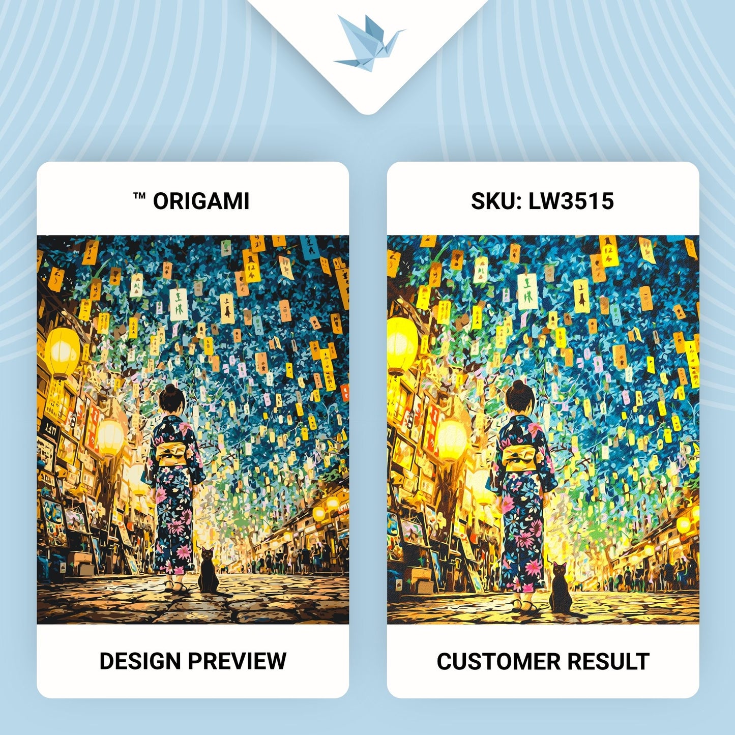 Maľovanie podľa čísel – Japonská noc. Dievča s mačkou 40*50 cm LW 3515