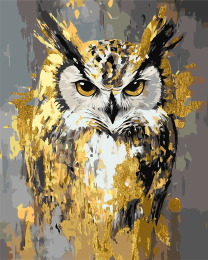 Maľovanie podľa čísel Zvieratá. Sova s metalickými farbami 40*50 cm LW 3528