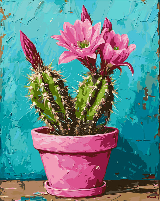 Maľovanie podľa čísel – Kvety. Ružový kaktus 40*50 cm LW 3534