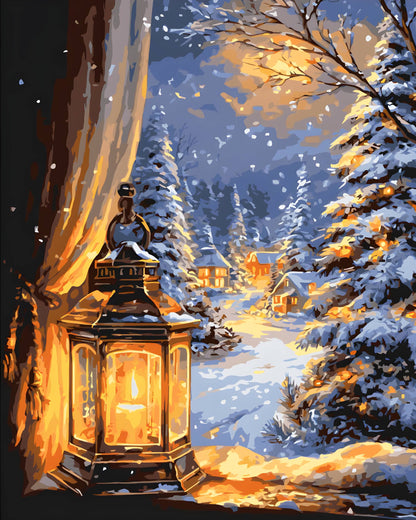 Maľovanie podľa čísel Krajina. Zimná noc 40*50 cm LW 3549