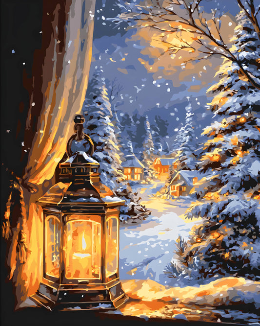 Maľovanie podľa čísel Krajina. Zimná noc 40*50 cm LW 3549