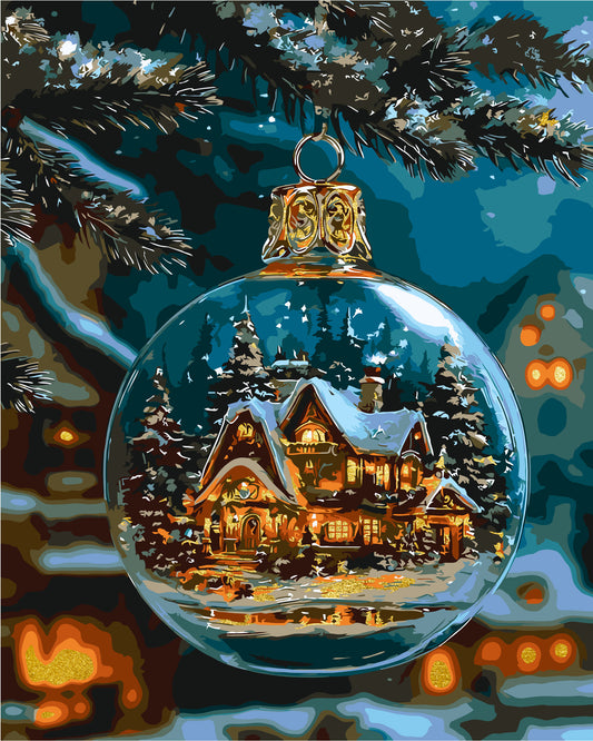 Maľovanie podľa čísel Zimná Teplo vianočnej noci s metalickými farbami 40*50 cm LW 3550