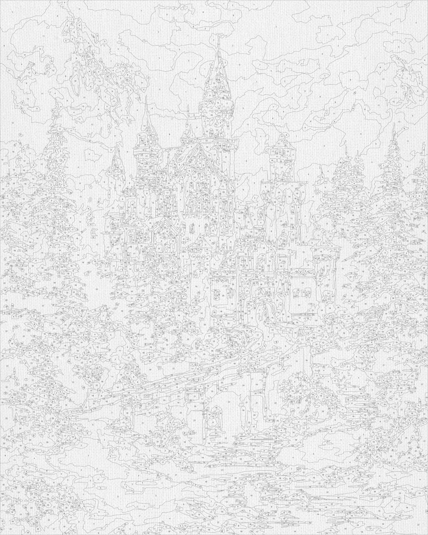 Maľovanie podľa čísel Zimná krajina. Hrad v zimných horách 40*50 cm LW 3553