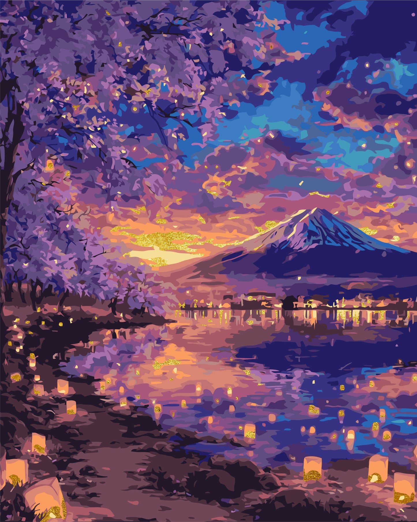 Maľovanie podľa čísel Krajina s metalickými farbami 40*50 cm LW 3555