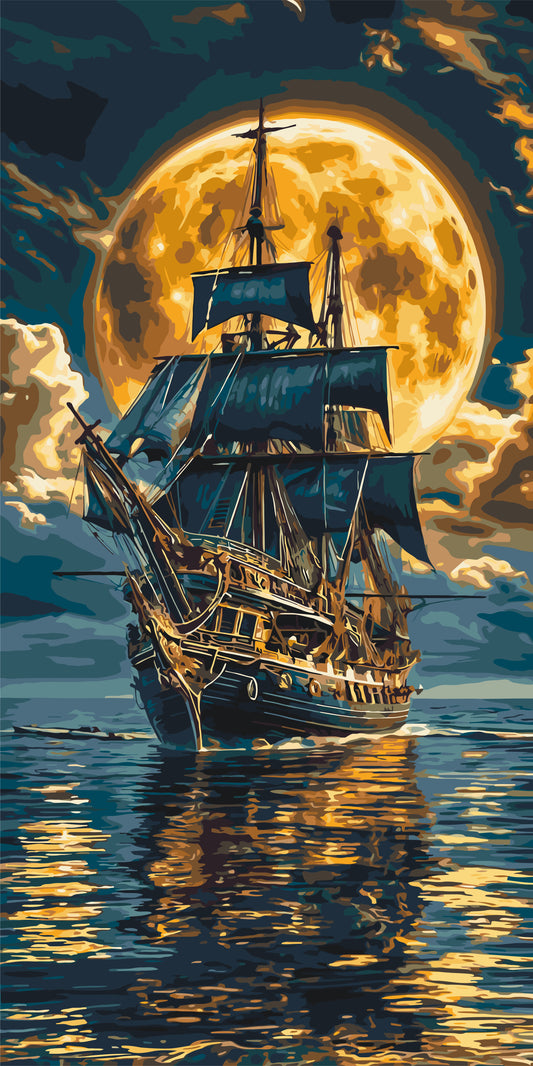 Maľovanie podľa čísel. Loď na mori 40×80 cm LW 5108