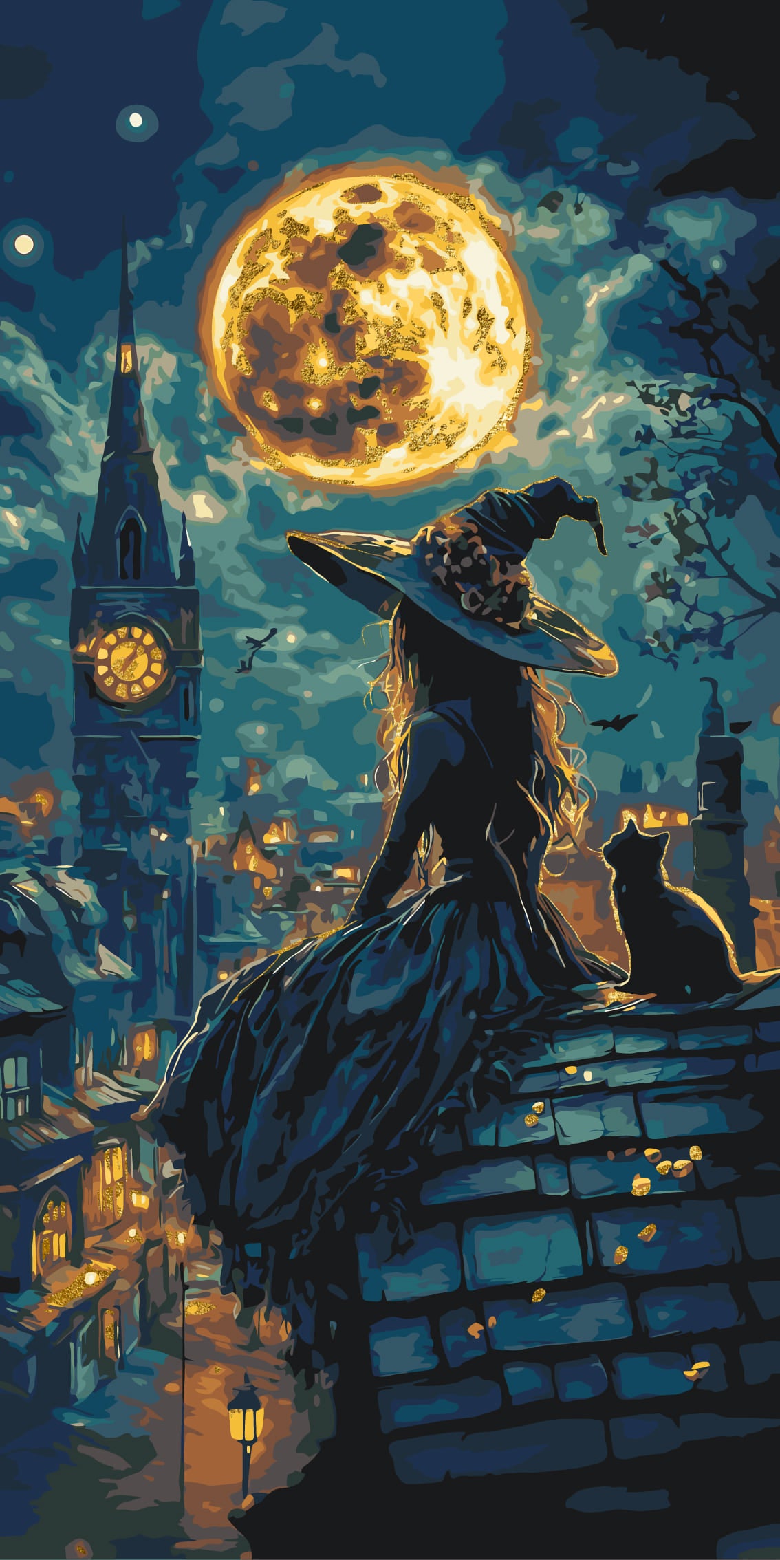 Maľovanie podľa čísel Mladá čarodejnica s metalickými farbami 40×80 cm LW 5130