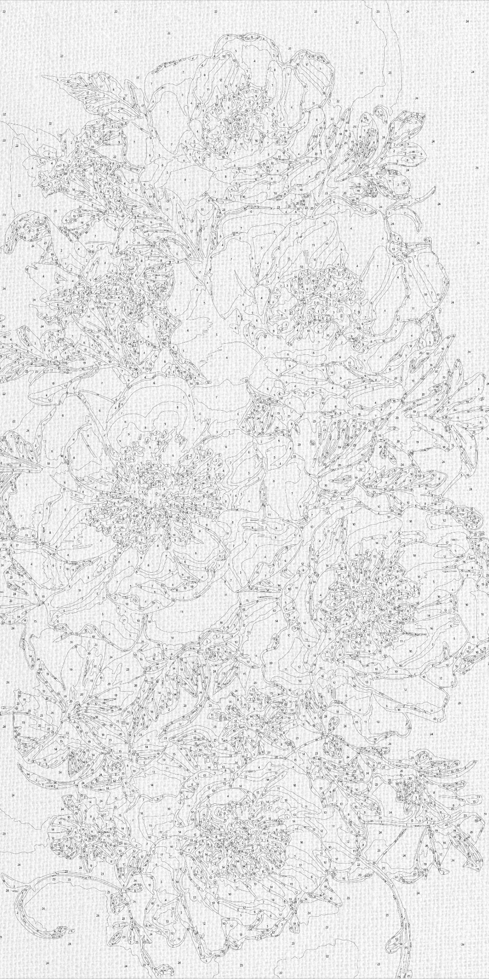 Maľovanie podľa čísel Pivónie s metalickými farbami 40×80 cm LW 5166