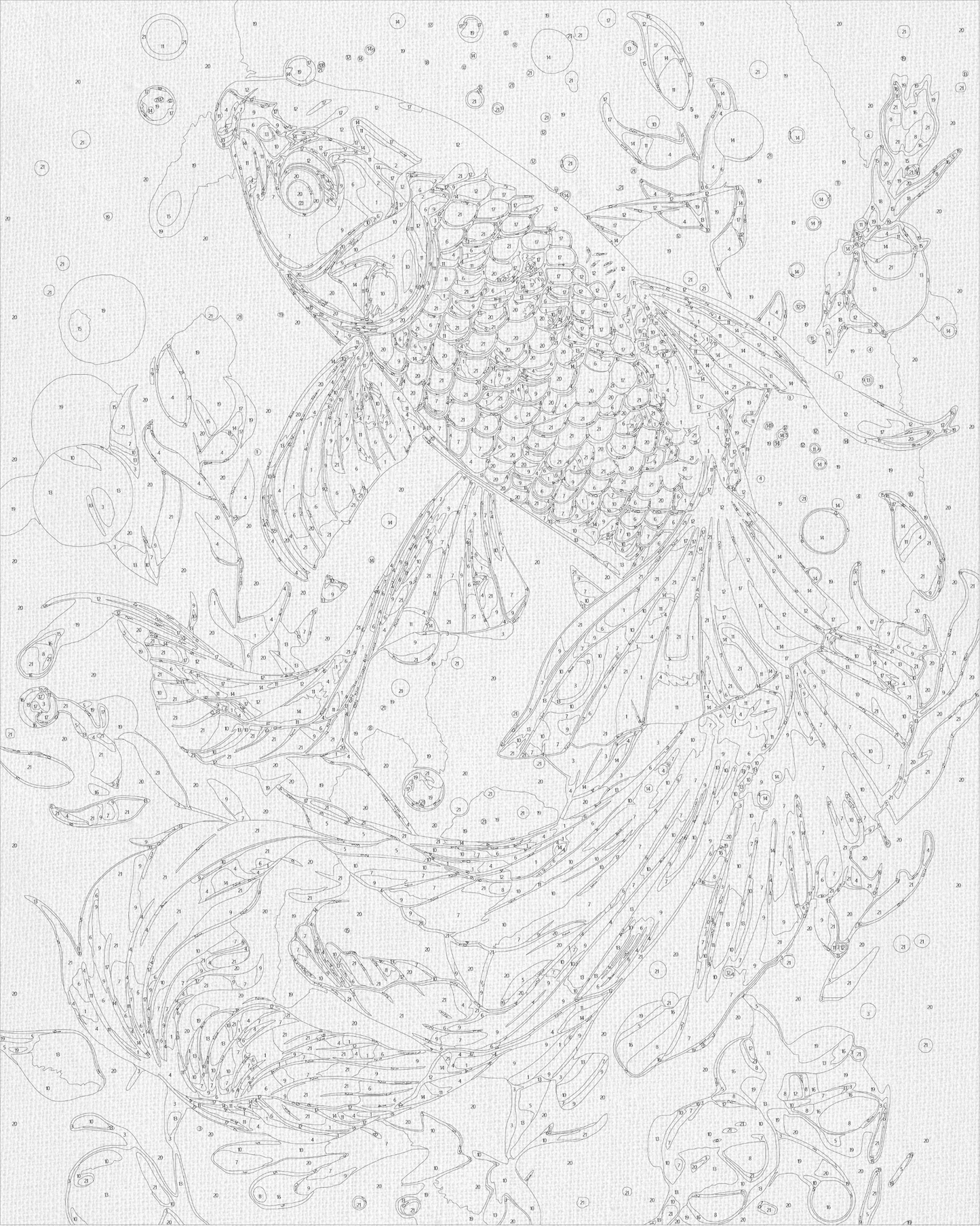 Maľovanie podľa čísel Zvieratá. Zlatá rybka s metalickými farbami 40*50 cm LW 9670