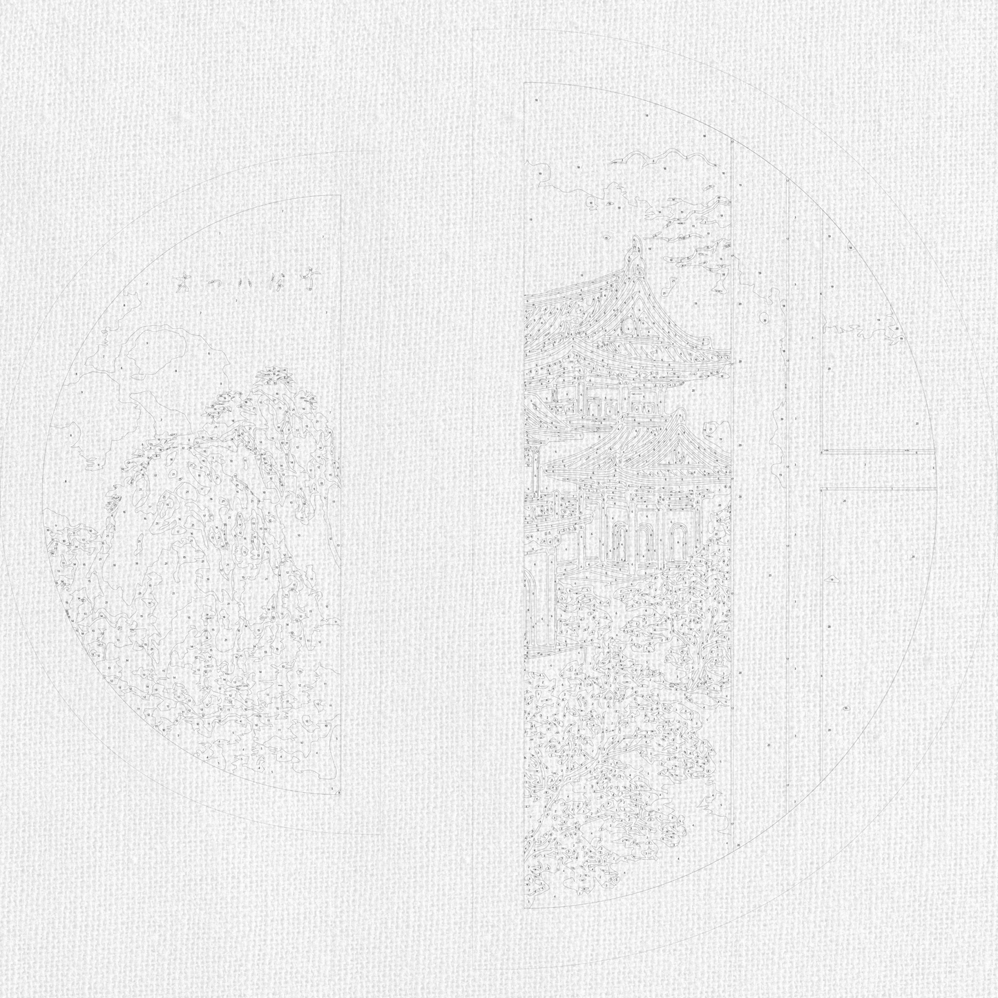 Maľovanie podľa čísel Východná harmónia s metalickými farbami (polkruhy) 70×70 cm OSR 1003