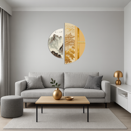 Maľovanie podľa čísel Japonský duch s metalickými farbami (polkruhy) 70×70 cm OSR 1004