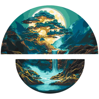 Maľovanie podľa čísel Mágia nočnej krajiny s metalickými farbami (polkruhy) 70×70 cm OSR 1006