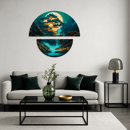 Maľovanie podľa čísel Mágia nočnej krajiny s metalickými farbami (polkruhy) 70×70 cm OSR 1006