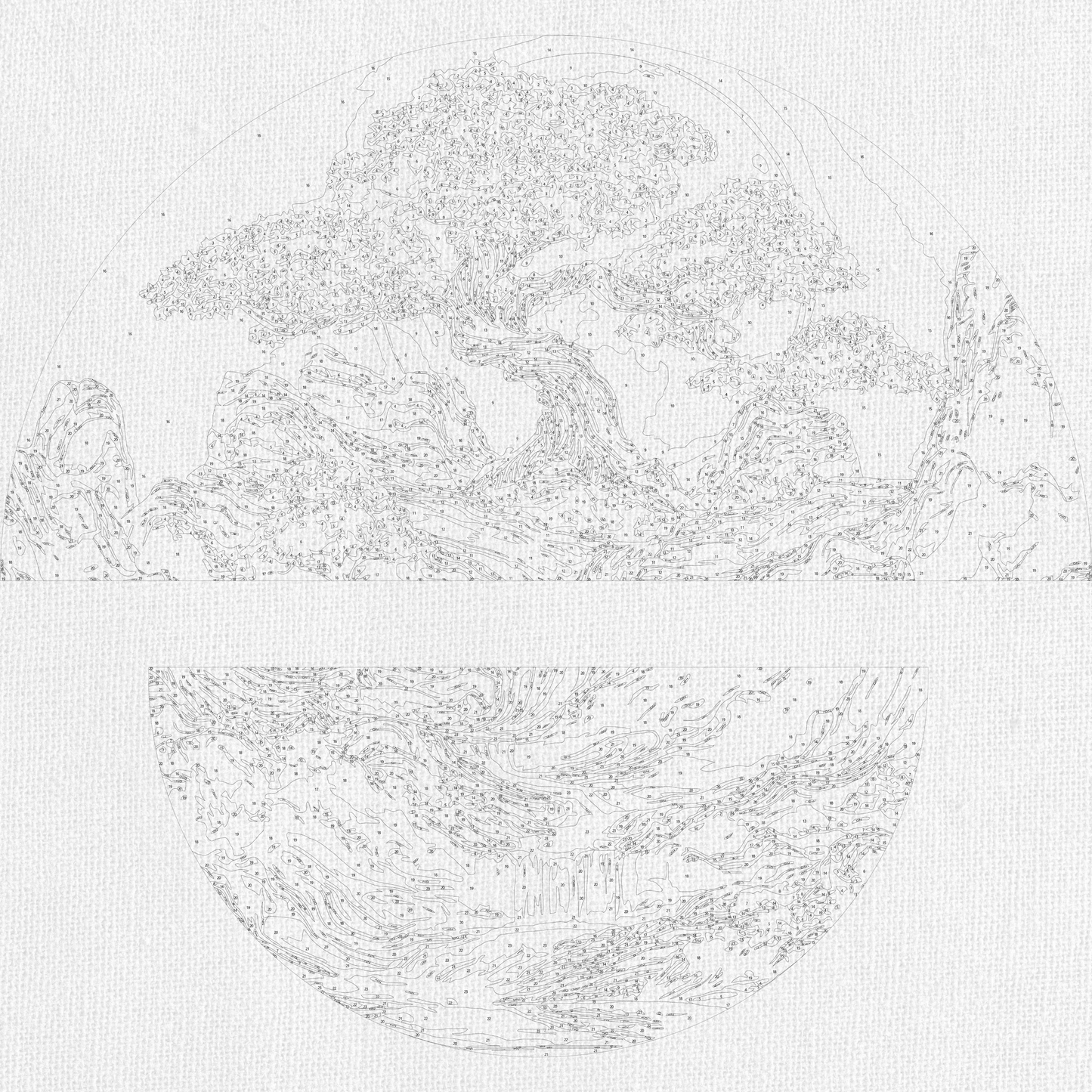 Maľovanie podľa čísel Krajina. Nočná harmónia s metalickými farbami (polkruhy) 70×70 cm OSR 1007