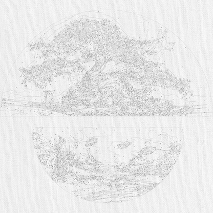 Maľovanie podľa čísel Krajina. Mágia prírody: pevnina a more s metalickými farbami (polkruhy) 70×70 cm OSR 1010